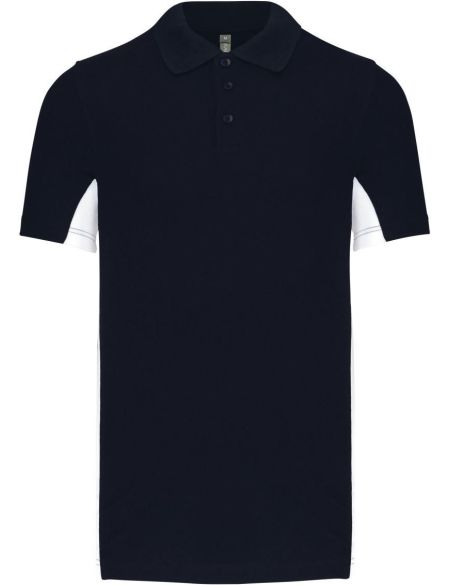 Herren-Poloshirt aus 2-farbigem Piqué Sport Kariban K232 weiß/rot