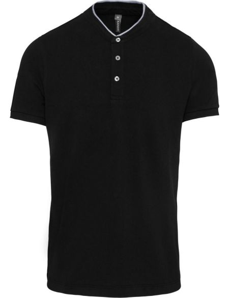 Herren-Poloshirt mit Mao-Kragen Kariban K223 schwarz/oxfordgrau
