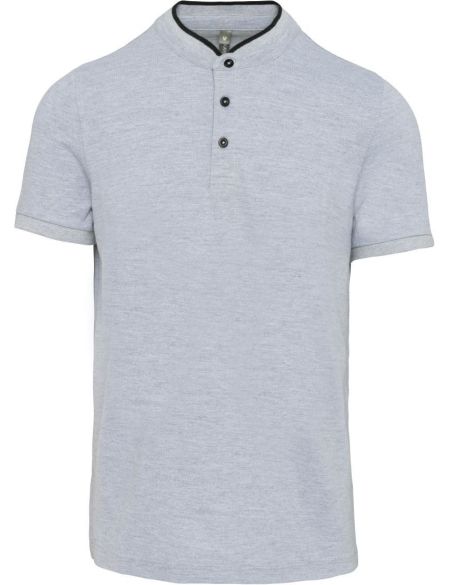 Herren-Poloshirt mit Mao-Kragen Kariban K223 Oxford-Grau/Schwarz