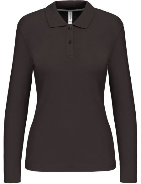 Damen-Piqué-Poloshirt mit langen Ärmeln Kariban K244 dunkelgrau