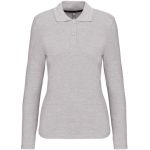 Damen-Piqué-Poloshirt mit langen Ärmeln Kariban K244 Oxford-Grau