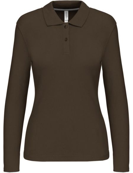 Damen-Piqué-Poloshirt mit langen Ärmeln Kariban K244 weiß