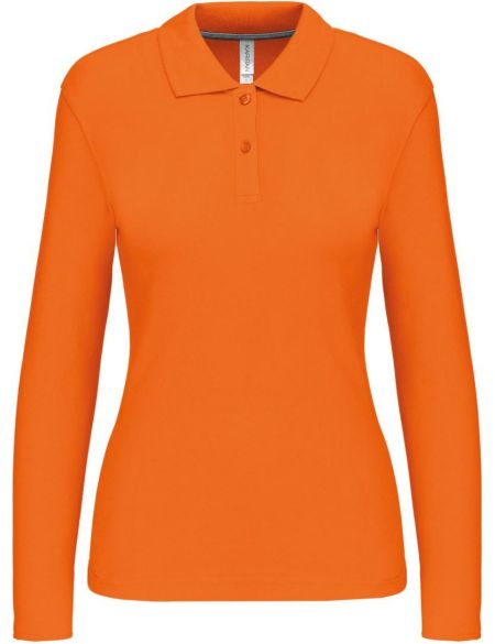 Damen-Piqué-Poloshirt mit langen Ärmeln Kariban K244 orange