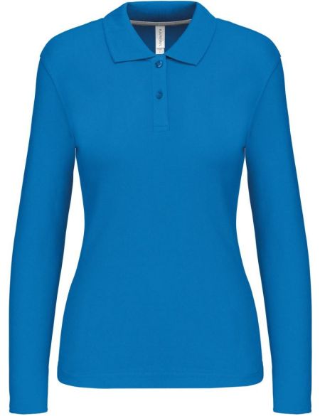 Damen-Piqué-Poloshirt mit langen Ärmeln Kariban K244 Tropenblau