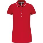 Kariban K252 Piqué-Poloshirt in Kontrastfarbe Rot/Weiß/Marineblau für Damen