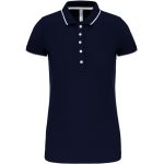 Damen-Poloshirt Kontrast-Piqué Kariban K252 Marineblau/Weiß/Rot