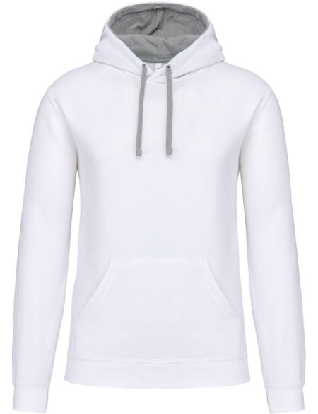 Kontrast-Sweatshirt mit Kapuze Kariban K446 Weiß/Feingrau