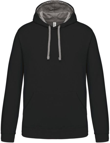 Kontrast-Sweatshirt mit Kapuze Kariban K446 schwarz/feingrau