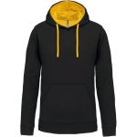 Kontrast-Sweatshirt mit Kapuze Kariban K446 schwarz/gelb