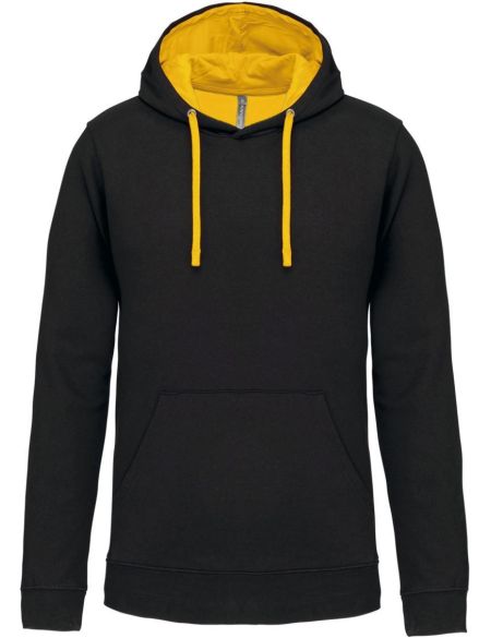 Kontrast-Sweatshirt mit Kapuze Kariban K446 schwarz/gelb