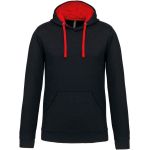 Kontrast-Sweatshirt mit Kapuze Kariban K446 schwarz/rot