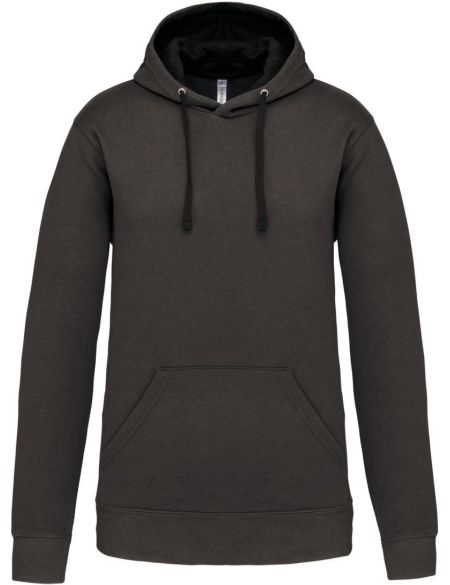 Kontrast-Sweatshirt mit Kapuze Kariban K446 dunkelgrau/schwarz