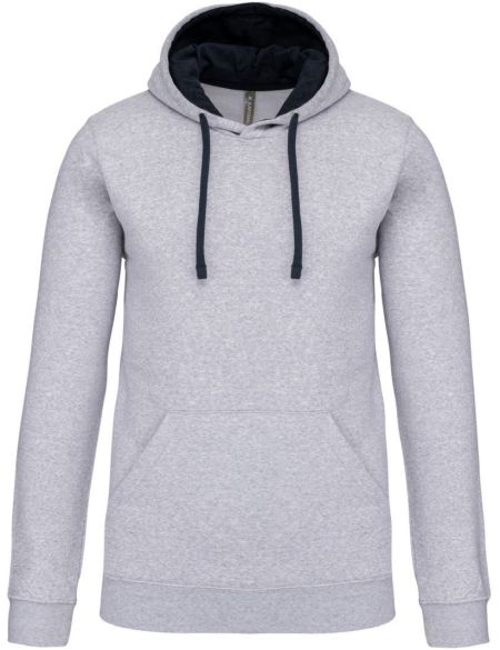 Kontrast-Sweatshirt mit Kapuze Kariban K446 Weiß/Feingrau