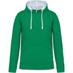 Kontrast-Sweatshirt mit Kapuze Kariban K446, helles Kellygrün/Weiß