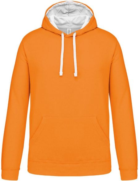Kontrast-Sweatshirt mit Kapuze Kariban K446 orange/weiß