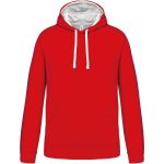 Kontrast-Sweatshirt mit Kapuze Kariban K446 rot/weiß