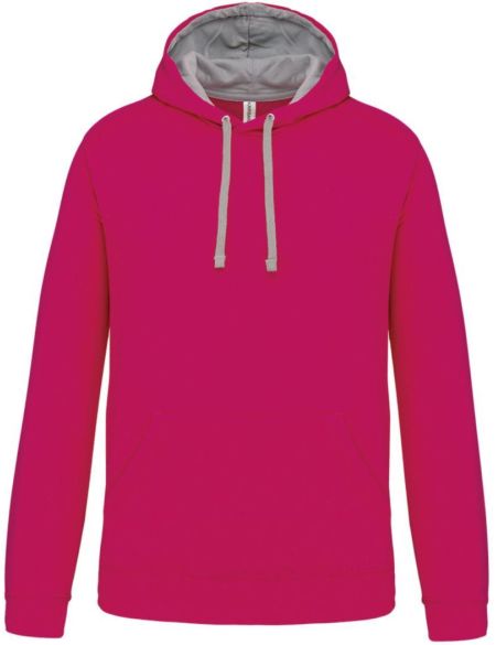 Kontrast-Sweatshirt mit Kapuze Kariban K446 Fuchsia/Feingrau