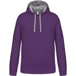 Kontrast-Sweatshirt mit Kapuze Kariban K446 lila/oxfordgrau