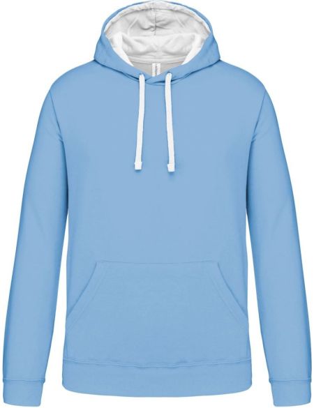 Kontrast-Sweatshirt mit Kapuze Kariban K446 himmelblau/weiß