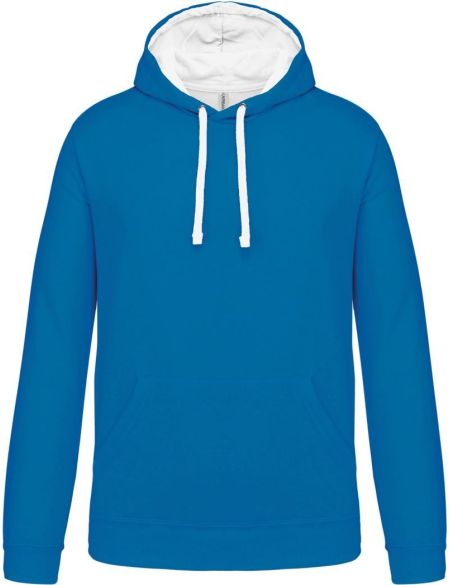 Kontrast-Sweatshirt mit Kapuze Kariban K446 Tropenblau/Weiß