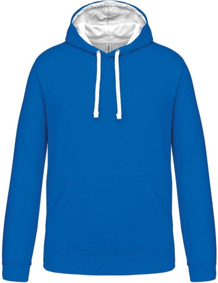 Kontrast-Sweatshirt mit Kapuze Kariban K446 helles Königsblau/Weiß