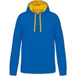 Kontrast-Sweatshirt mit Kapuze Kariban K446, helles Königsblau/Gelb