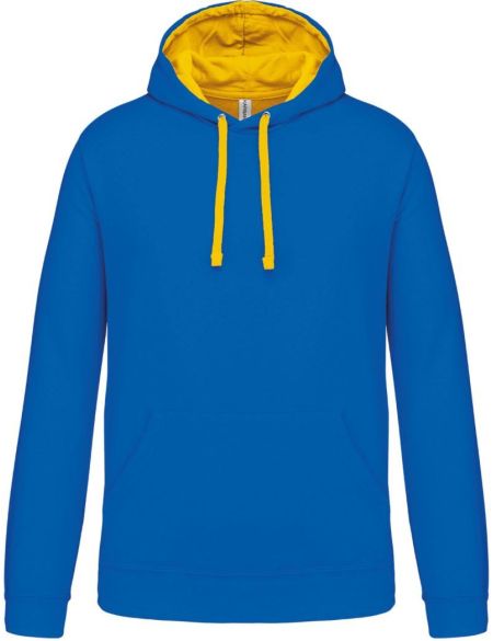Kontrast-Sweatshirt mit Kapuze Kariban K446, helles Königsblau/Gelb