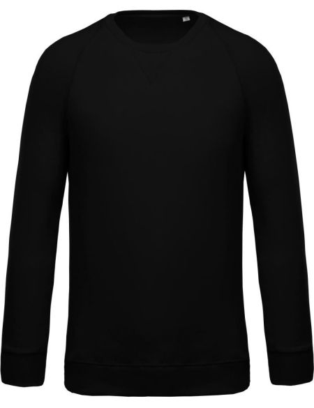 Kariban K480 schwarzes Herren-Raglan-Sweatshirt aus Bio-Baumwolle