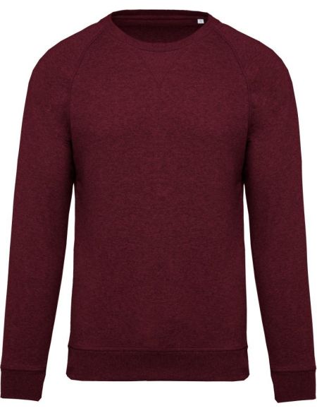 Kariban K480 weinmeliertes Herren-Raglan-Sweatshirt aus Bio-Baumwolle