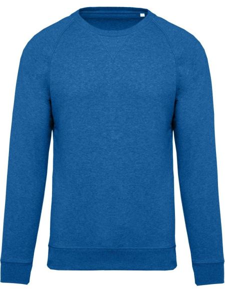 Kariban K480 ozeanblau meliertes Herren-Raglan-Sweatshirt aus Bio-Baumwolle