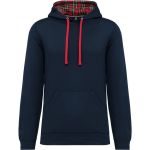 Unisex-Kapuzenpullover Kariban K4013 marineblau/rot kariert