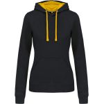 Damen-Sweatshirt mit kontrastierender Kapuze Kariban K465 schwarz/gelb
