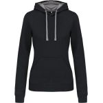 Damen-Sweatshirt mit kontrastierender Kapuze Kariban K465 Schwarz/Feingrau
