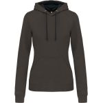 Damen-Sweatshirt mit kontrastierender Kapuze Kariban K465 dunkelgrau/schwarz