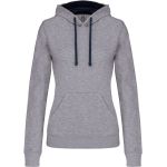 Damen-Sweatshirt mit kontrastierender Kapuze Kariban K465 Oxford-Grau/Marineblau
