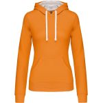 Damen-Sweatshirt mit kontrastierender Kapuze Kariban K465 orange/weiß