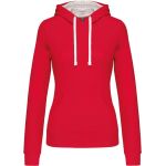 Damen-Sweatshirt mit kontrastierender Kapuze Kariban K465 rot/weiß