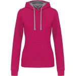 Damen-Sweatshirt mit kontrastierender Kapuze Kariban K465 Fuchsia/Feingrau