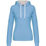 Damen-Sweatshirt mit kontrastierender Kapuze Kariban K465 Himmelblau/Weiß