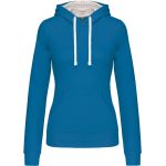 Damen-Sweatshirt mit kontrastierender Kapuze Kariban K465 Tropenblau/Weiß