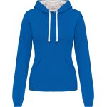 Damen-Sweatshirt mit kontrastierender Kapuze Kariban K465 helles Königsblau/Weiß