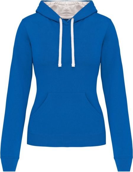 Damen-Sweatshirt mit kontrastierender Kapuze Kariban K465 helles Königsblau/Weiß