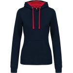 Damen-Sweatshirt mit kontrastierender Kapuze Kariban K465 marine/rot