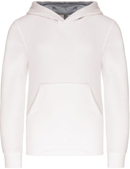 Kinder-Sweatshirt mit kontrastierender Kapuze Kariban K453 Weiß/Feingrau