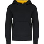 Kinder-Sweatshirt mit kontrastierender Kapuze Kariban K453 schwarz/gelb