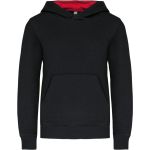 Kinder-Sweatshirt mit kontrastierender Kapuze Kariban K453 schwarz/rot
