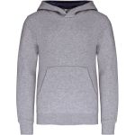Kontrastfarbenes Kapuzensweatshirt für Kinder Kariban K453 Oxford-Grau/Marineblau