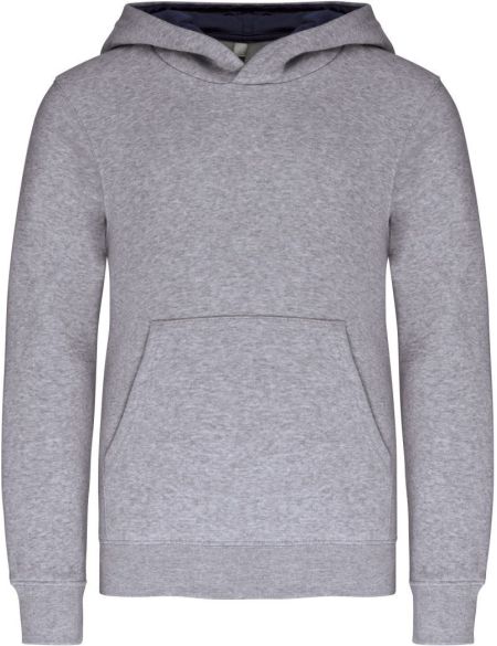 Kontrastfarbenes Kapuzensweatshirt für Kinder Kariban K453 Oxford-Grau/Marineblau