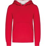 Kinder-Sweatshirt mit kontrastierender Kapuze Kariban K453 rot/weiß