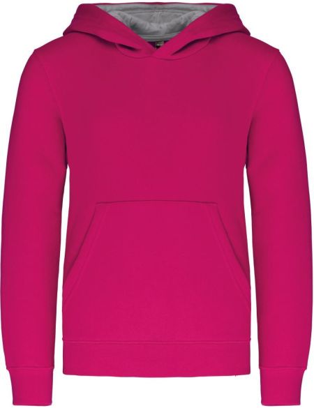 Kinder-Sweatshirt Kontrast mit Kapuze Kariban K453 Fuchsia/Feingrau